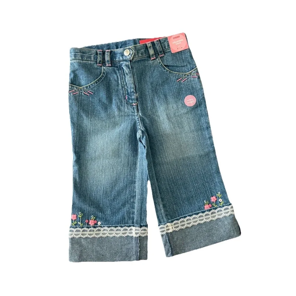 Vintage Gymboree LOVE IS IN THE AIR Tea Garden Denim Jeans Flowers‎ Lace NWT 2T